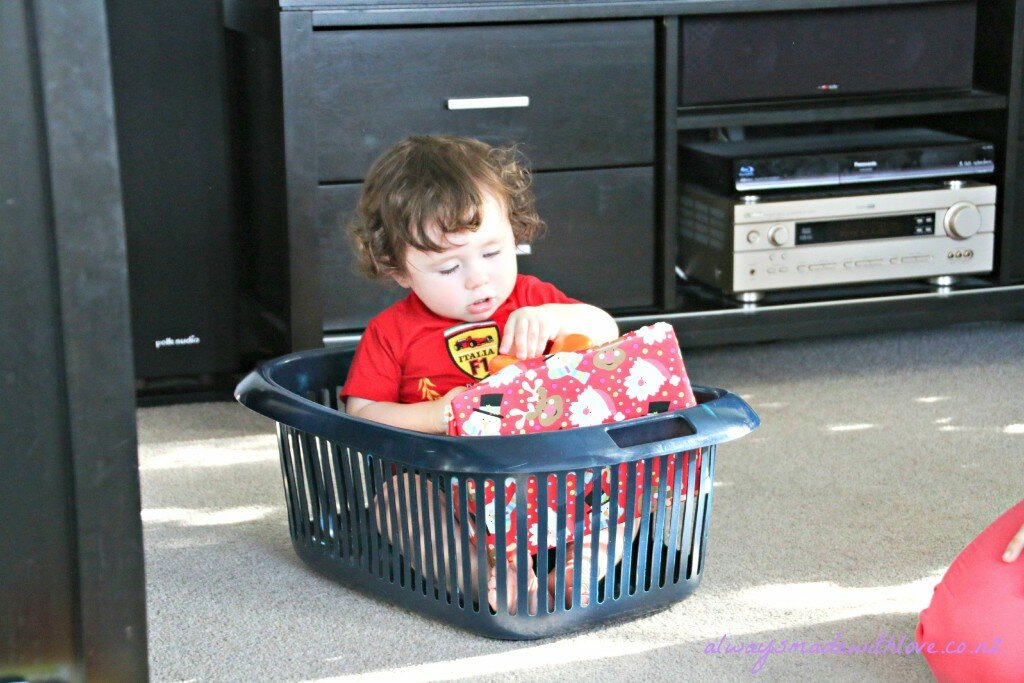 Doesn't everyone open their presents in the washing basket?