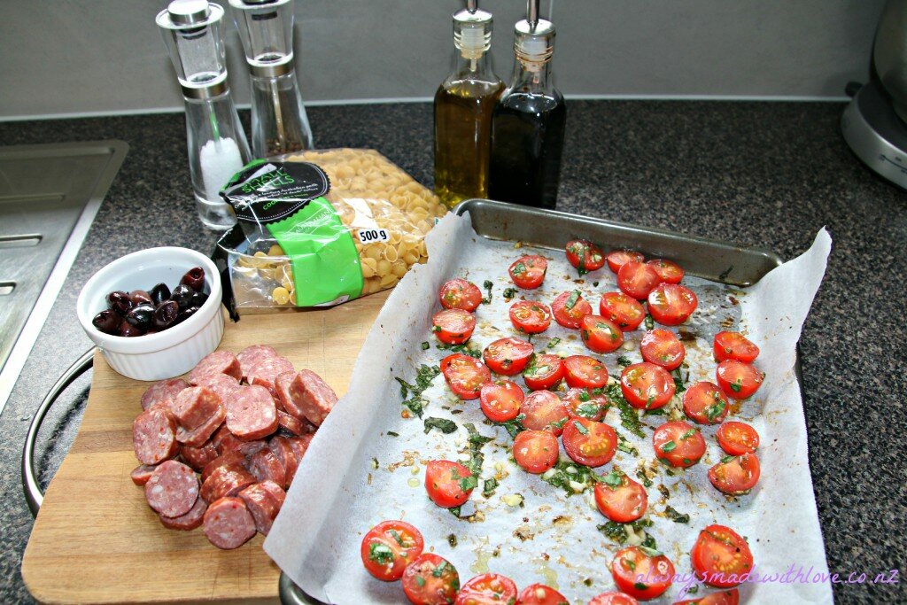 Roast Cherry Tomato & Spicy Chprizo Pasta