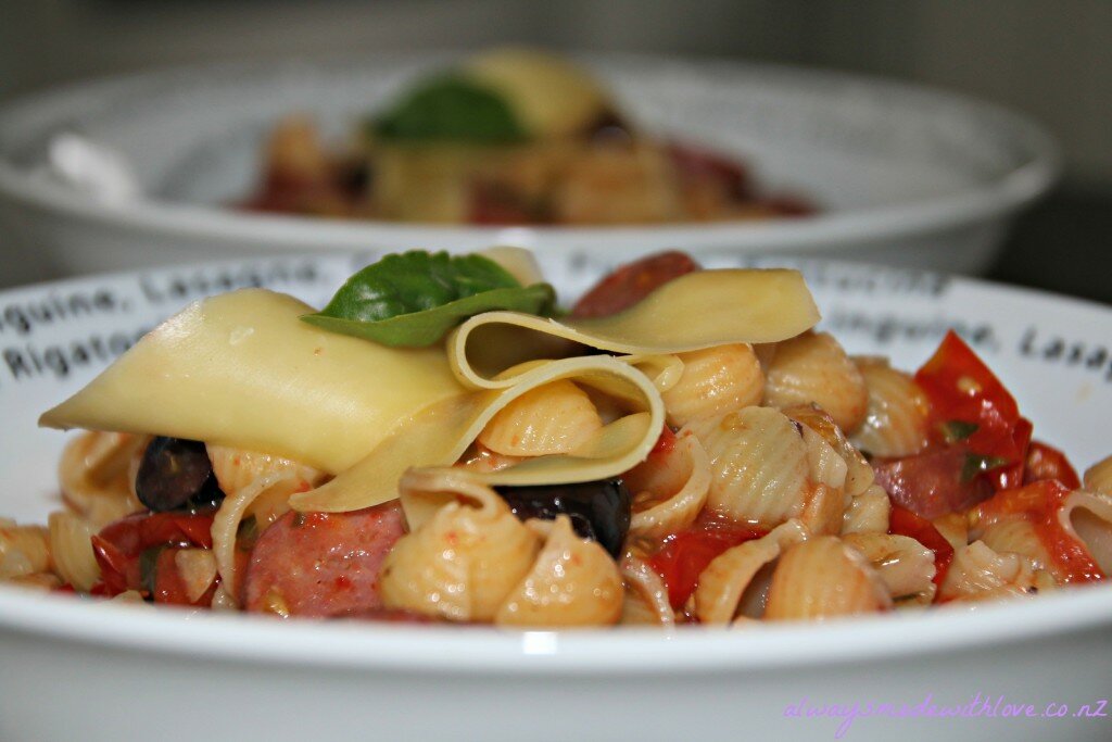 Roast Cherry Tomato & Spicy Chprizo Pasta