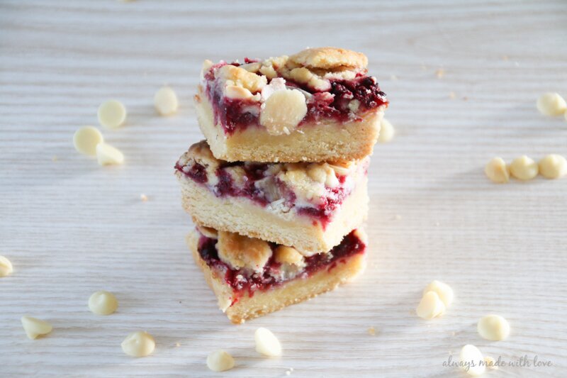 delicious mouth watering raspberry & white chocolate shortbread