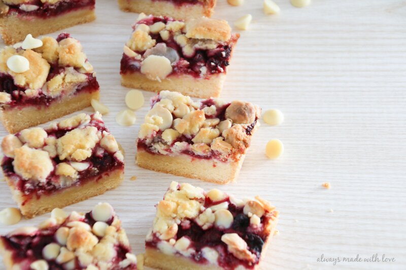 delicious mouth watering raspberry & white chocolate shortbread