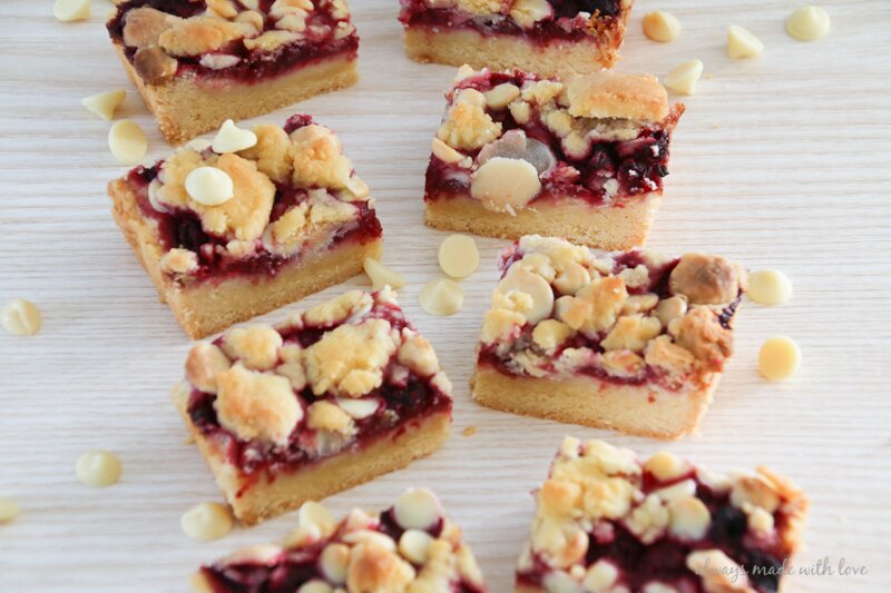 delicious mouth watering raspberry & white chocolate shortbread