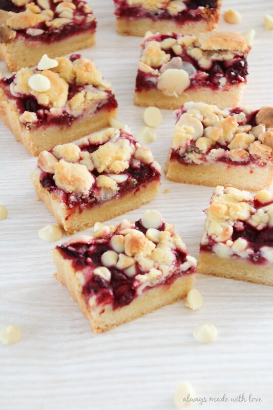 delicious mouth watering raspberry & white chocolate shortbread