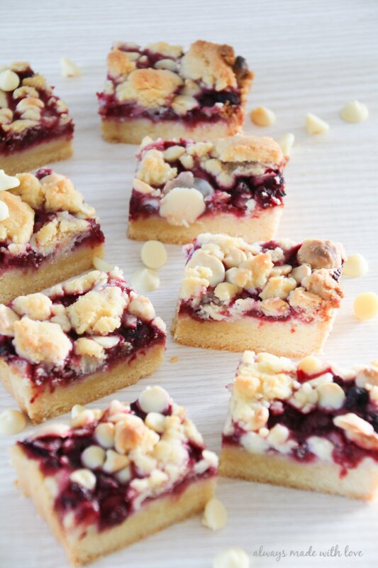 delicious mouth watering raspberry & white chocolate shortbread